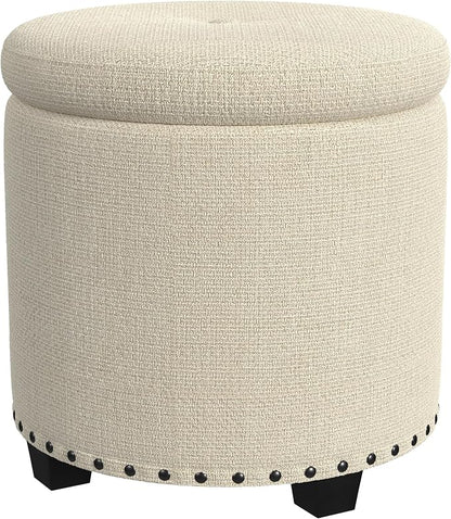 HomePop Home Decor | Upholstered Round Storage Ottoman - Image 9