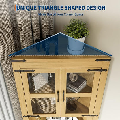 GarveeHome 67" Tall Corner Storage Cabinet, Farmhouse Corner Hutch Display - Image 6