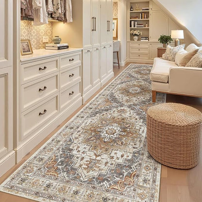 Madane Hallway Runner Rug 3x10 Washable Kitchen Runners 10ft, Turmeric/Grey | - Image 3