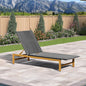 PURPLE LEAF Patio Chaise Lounge French Outdoor Lounger 1 Piece Wood-Grain by PURPLELEAF