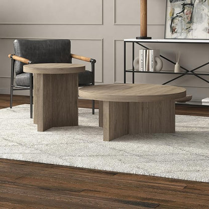 Henn&Hart 22" Fluted Scandinavian Round End Table, Ribbed Side Table, Nightstand - Image 9