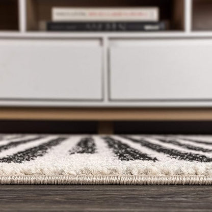 JONATHAN Y Khalil Modern Berber Stripe Cream/Black Runner Rug, Contemporary - Image 7