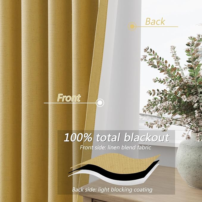 100% Blackout Curtains 108 Inch Length 2 Panels Set - Image 4