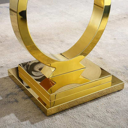 Henf Marble End Table Modern White Faux Marble Sofa Side Table - Image 9