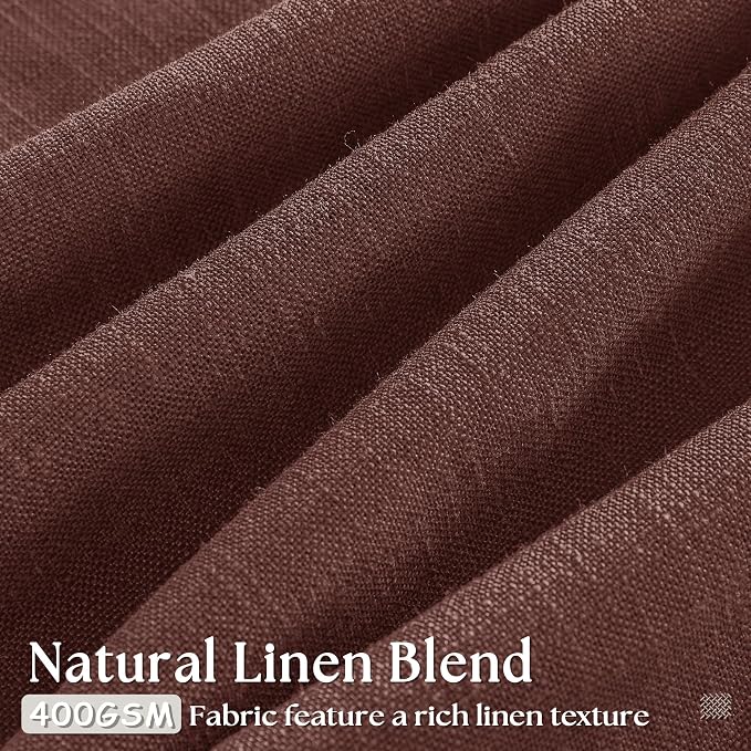 Brick Brown Pinch Pleated Light Filtering Linen Curtains 90 Inches Long | - Image 3
