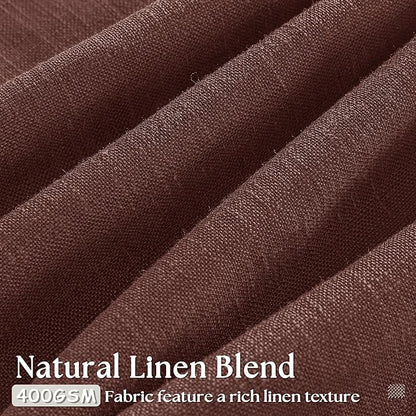Dark Terracotta 80 Inch Pinch Pleated Linen Semi Sheer Curtains 2 Panels | - Image 3