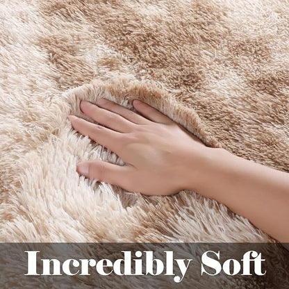 8x10 Area Rugs for Living Room, Tie-Dyed Beige Large Fluffy Bedroom Rug - Image 2