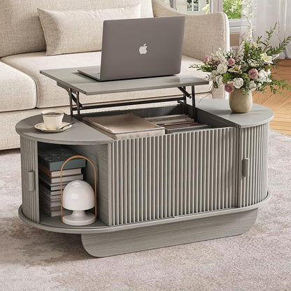 Fluted TV Stand and Coffee Table Set of 2, 86.6'' TV Console - Image 5