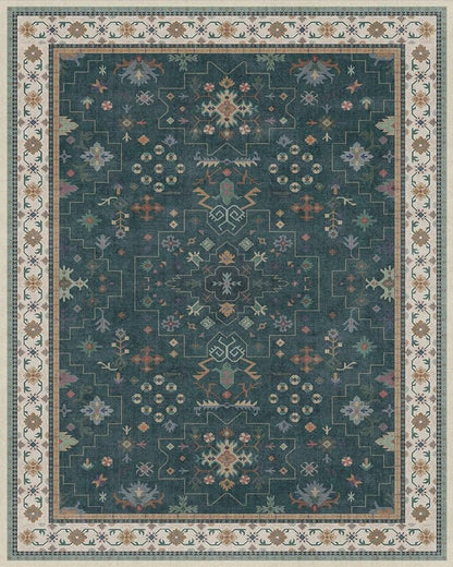 Dark Green Vintage 8x10 Washable Rugs - Image 2