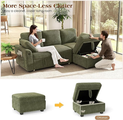 Ihanherry 81-inch Corduroy Modular Sectional Sofa Bed - Image 5