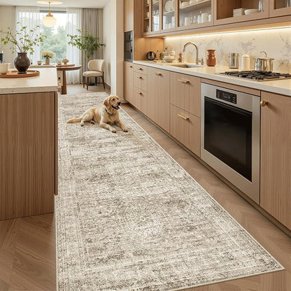 Soalmost Washable 3x10 Hallway Runner Rug Non-Slip Kitchen Entry Rugs Brown | by Soalmost