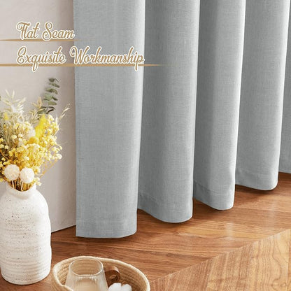 NICETOWN Light Gray Linen Sheer Curtains 108 inches Long, Rod Pocket & Back Tab - Image 6