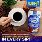 Wixar Nootropics Mushroom Coffee - Ten Superfood Extract Instant Coffee Powder with Lions Mane, Turkey Tail, Reishi, Chaga, Shiitake, Rhodiola Rosea, Gotu Kola, Bacopa - 5oz Mushrooms Supplement