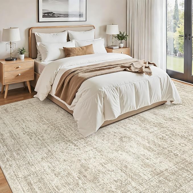Soalmost Washable Area Rug 8x12 Large Soft Beige Rugs - Image 3