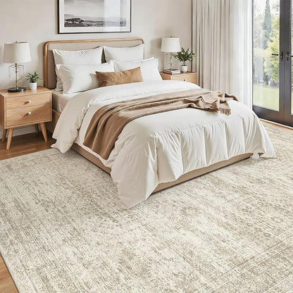 Soalmost Washable Area Rug 8x12 Large Soft Beige Rugs - Image 3