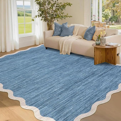 GarveeHome Scalloped Area Rug 4x6 Washable Rug Non Slip by GarveeHome