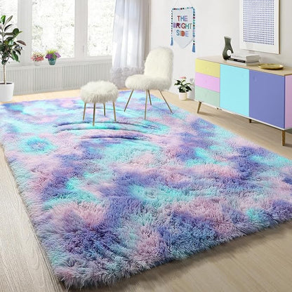 Rainbow Purple Area Rugs for Living Room 5x7 Ft, Plush Adorable Kawaii Rugs | - Image 9
