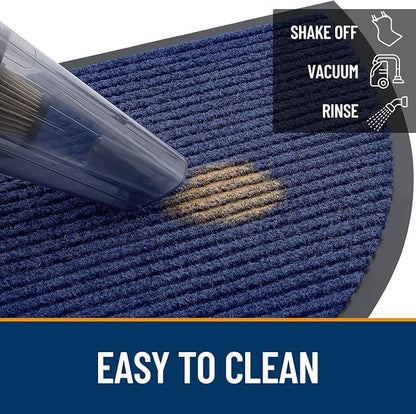 OLANLY Half Circle Front Door Mat 47x30, Waterproof Heavy-Duty Doormat | Blue - Image 6