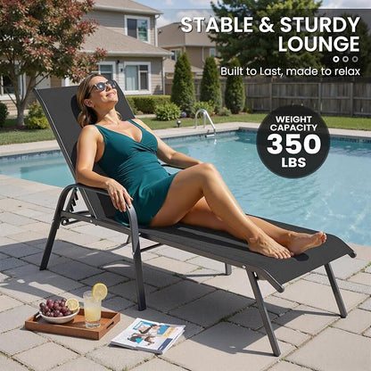 Crestlive Products Outdoor Chaise Lounge Chair, 5-Position Pool Lounge Chairs - Image 6