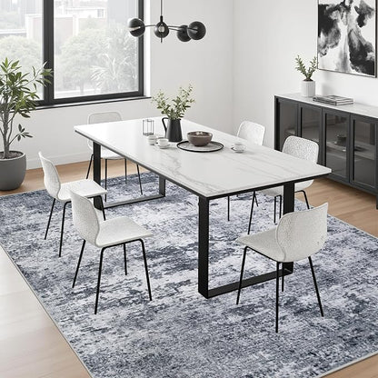 10x12 Area Rug Living Room: Modern Washable Indoor Soft Carpet Grey | - Image 4