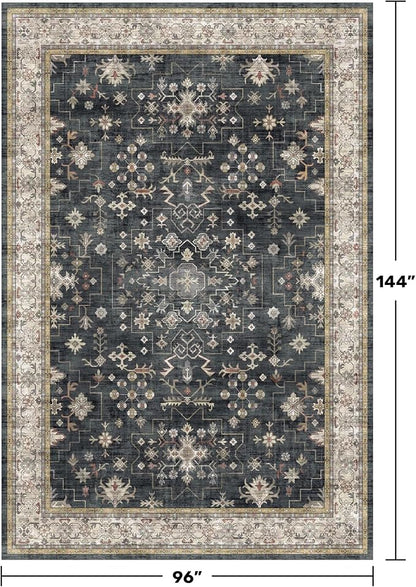 Black Boho Rug for Living Room 8x12 - Image 2