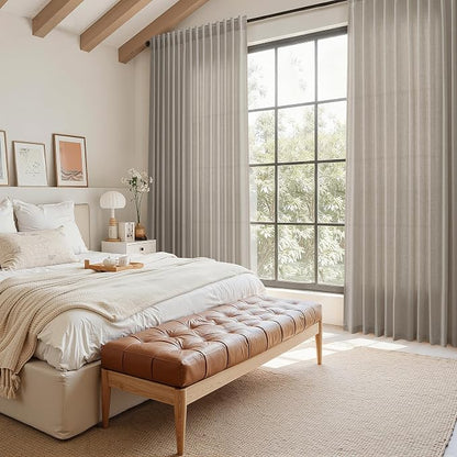 Grey Beige Linen Curtains 63 Inch Length ffor Living Room Luxury Light - Image 7
