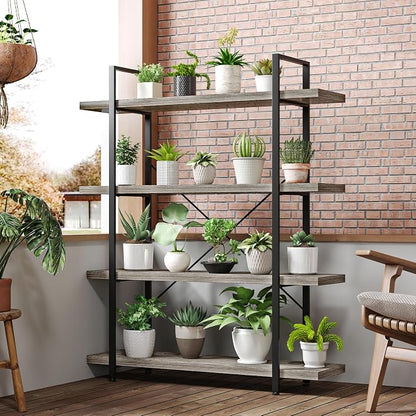 OtterOasis Bookshelf Set of 2, Heavy Duty 4-Tier Industrial Bookcase, 120lbs - Image 7