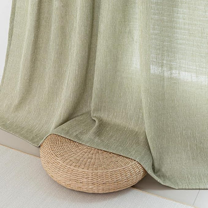 MYSKY HOME Sage Green Sheer Curtains Short Window Treatment Panels Light - Image 5