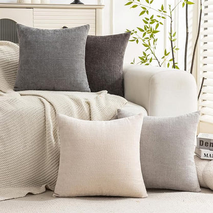 Set of 4 Soft Textured Decorative Throw Pillow Covers 16x16 Inch Cozy Farmhouse - Image 2