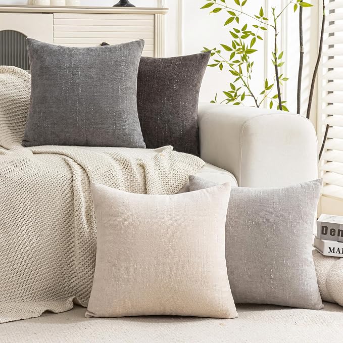 Set of 4 Soft Textured Decorative Throw Pillow Covers 18x18 Inch Cozy Farmhouse - Image 2
