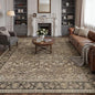 9x12 Washable Area Rug for Living Room | Brown Vintage Floral, Thick Mid Pile by HUGEAR