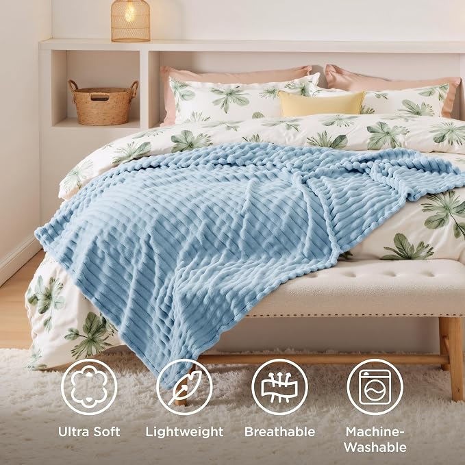 Bedsure Soft Light Blue Throw Blanket - Image 5