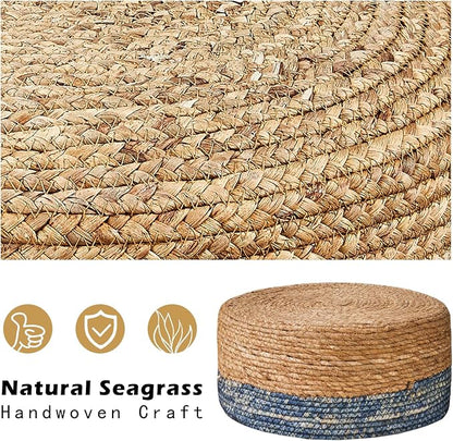 Cpintltr Foot Stool Natural Seagrass Hand Weave Poufs Round Ottoman - Image 6