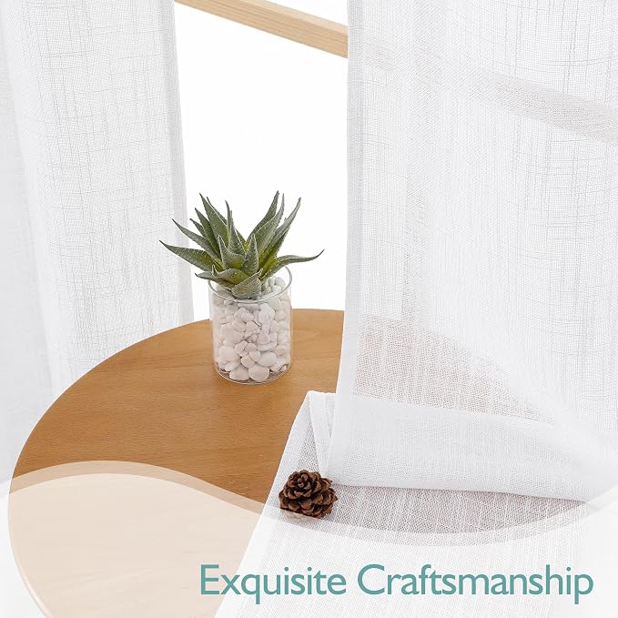 Chyhomenyc White Semi Sheer Curtains 96 Inches Long 2 Panels - Image 6