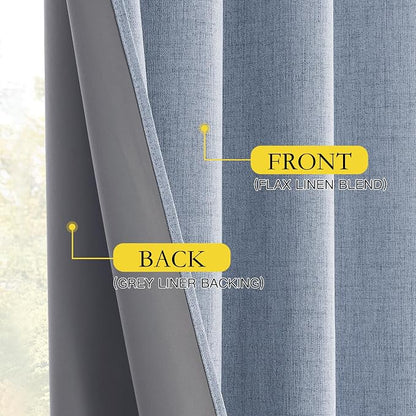 NICETOWN Full Blackout Linen Curtains 108" Length - Image 8