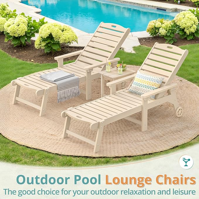 LUE BONA Lounge Chair Outdoor, HDPS Chaise Lounge Outdoor - Image 2