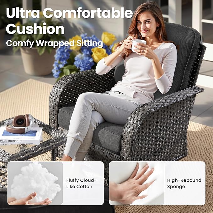 ovios 3-Piece Patio Furniture Set, Outdoor Wicker Sofa - Image 5