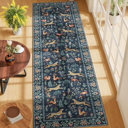 DUKINO 2x7 Runner Rug for Hallway, Washable Kitchen Rugs Non Slip Navy Blue | - Image 3