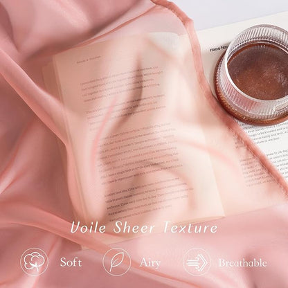 NICETOWN Living Room Coral Pink Sheer Curtains 96 inch Length, Grommet Airy - Image 4