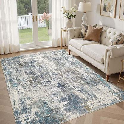 DMOYEST Area Rug Living Room Rugs 5x7 Washable Abstract Carpet | Neutral Modern - Image 8