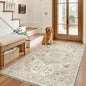 Madane Area Rug 3x5, Washable Vintage Entry Rugs by Madane