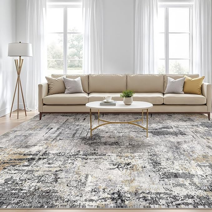 LOONGRUG 10x12 Area Rug Washable Large Neutral Modern Living Room Rug | - Image 5