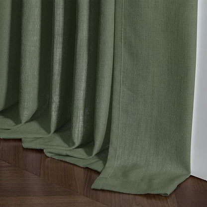 Linen Pinch Pleated Light Filtering Olive Green Curtains 96 Inches Long | - Image 8