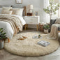 Amdrebio Beige Boho Round Fuzzy Area Rug 5Ft by Amdrebio