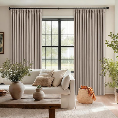 Burlywood Birch 94 Inch Long Blackout Curtains Thick Linen Pinch Pleated | 100% - Image 8