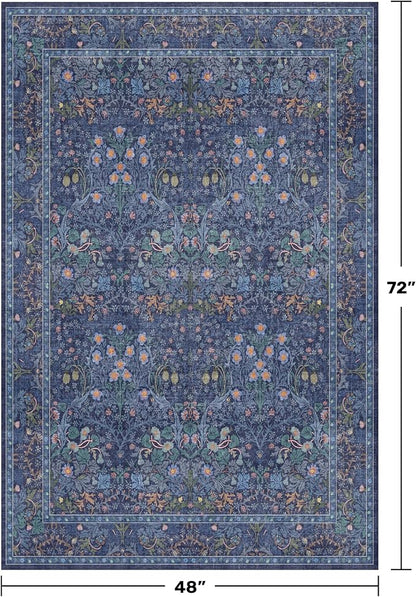 Vintage Dark Blue 4x6 Area Rugs - Image 2