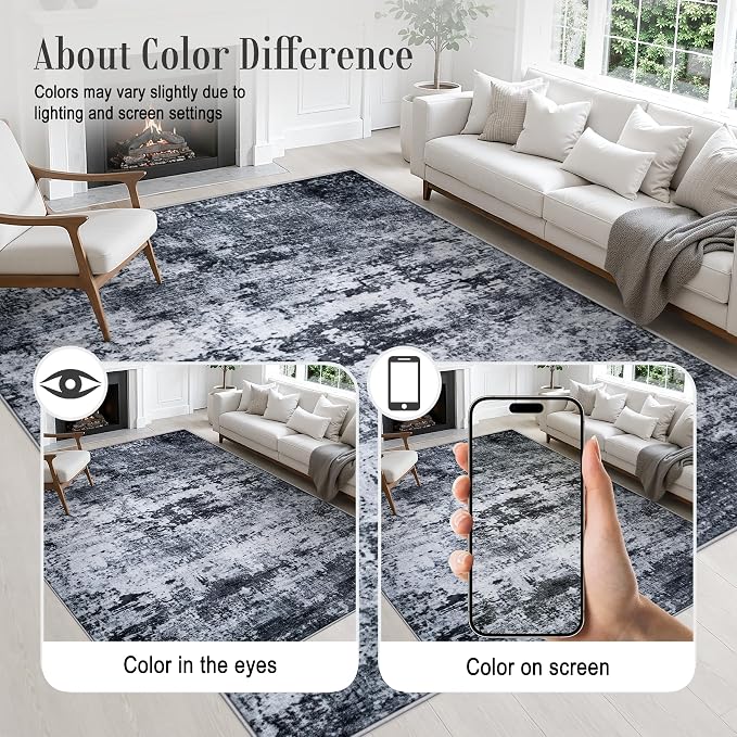 3x14 Washable Runner Rug：Modern Abstract Kitchen Carpet Black | - Image 6
