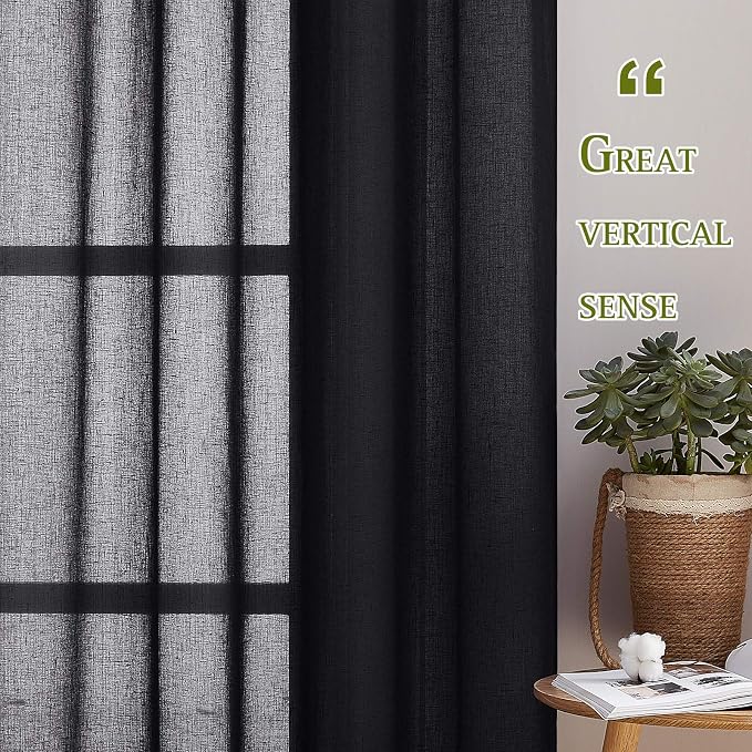 NICETOWN Classic Linen Weave Flax Sheer Window Curtains, Grommet Translucent - Image 5