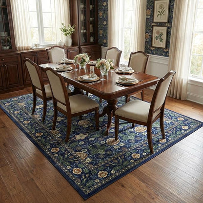 GarveeHome Washable Area Rug 6x9, Soft Vintage Floral Bedroom Rug Non Slip Low - Image 2