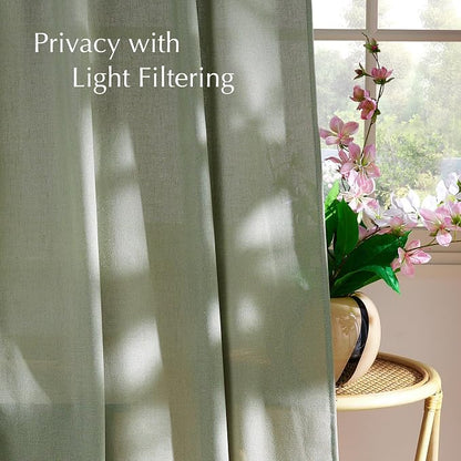 NICETOWN Thick Linen Greyish Green Curtains 84 inches Long - Image 3